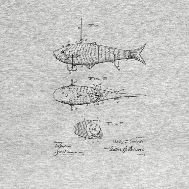 FISHING LURE VINTAGE PATENT DRAWING by TheYoungDesigns